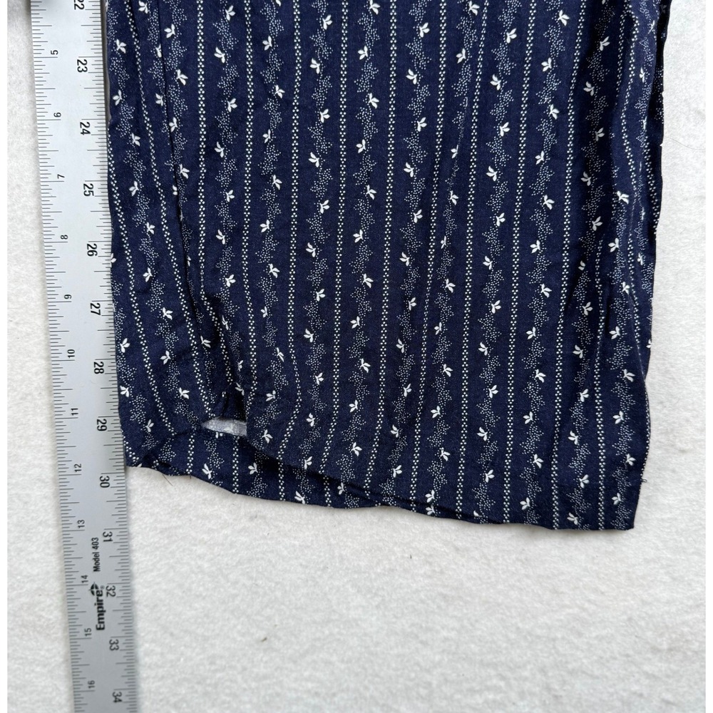 Vintage Blue Navy Floral Stripe Rayon Lounge Pajama Pants XL MDM185DAZB-NAV - Picture 3 of 6